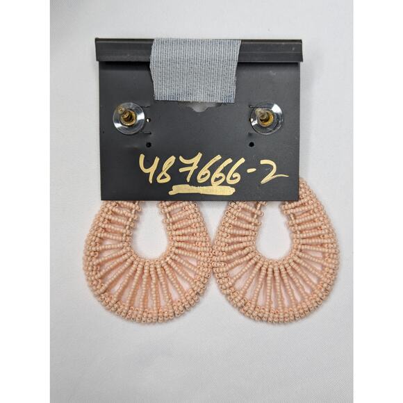 nOir Pink Beaded Teardrop Hoop Earrings - Picture 5 of 7